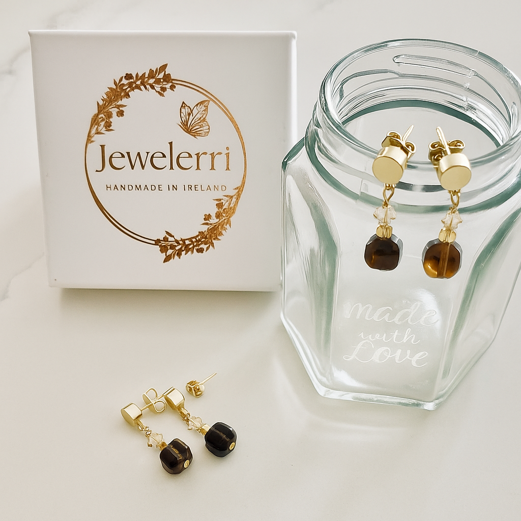 Smoky quartz Stud drops