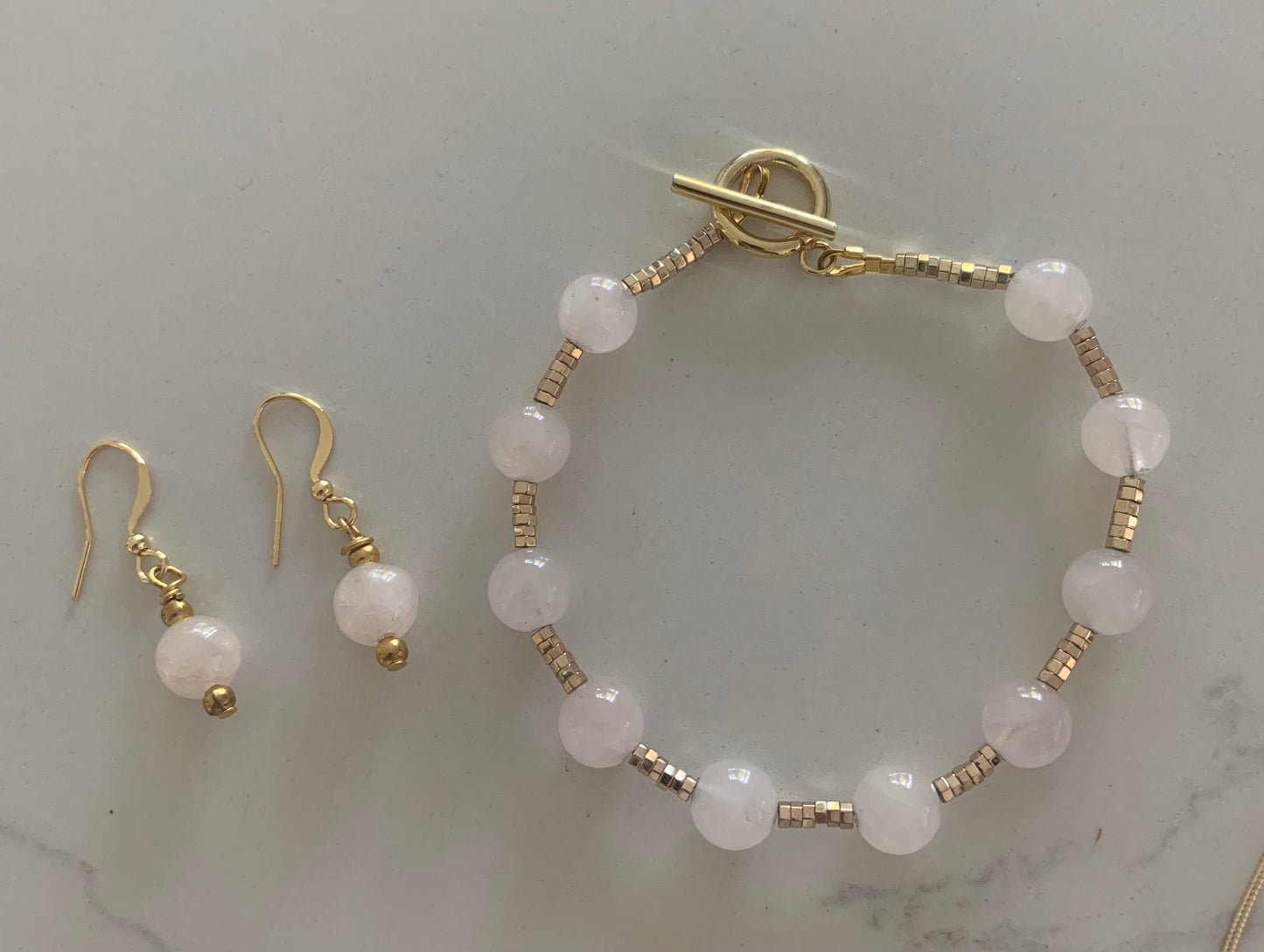 Pink Quartz Bracelet gold