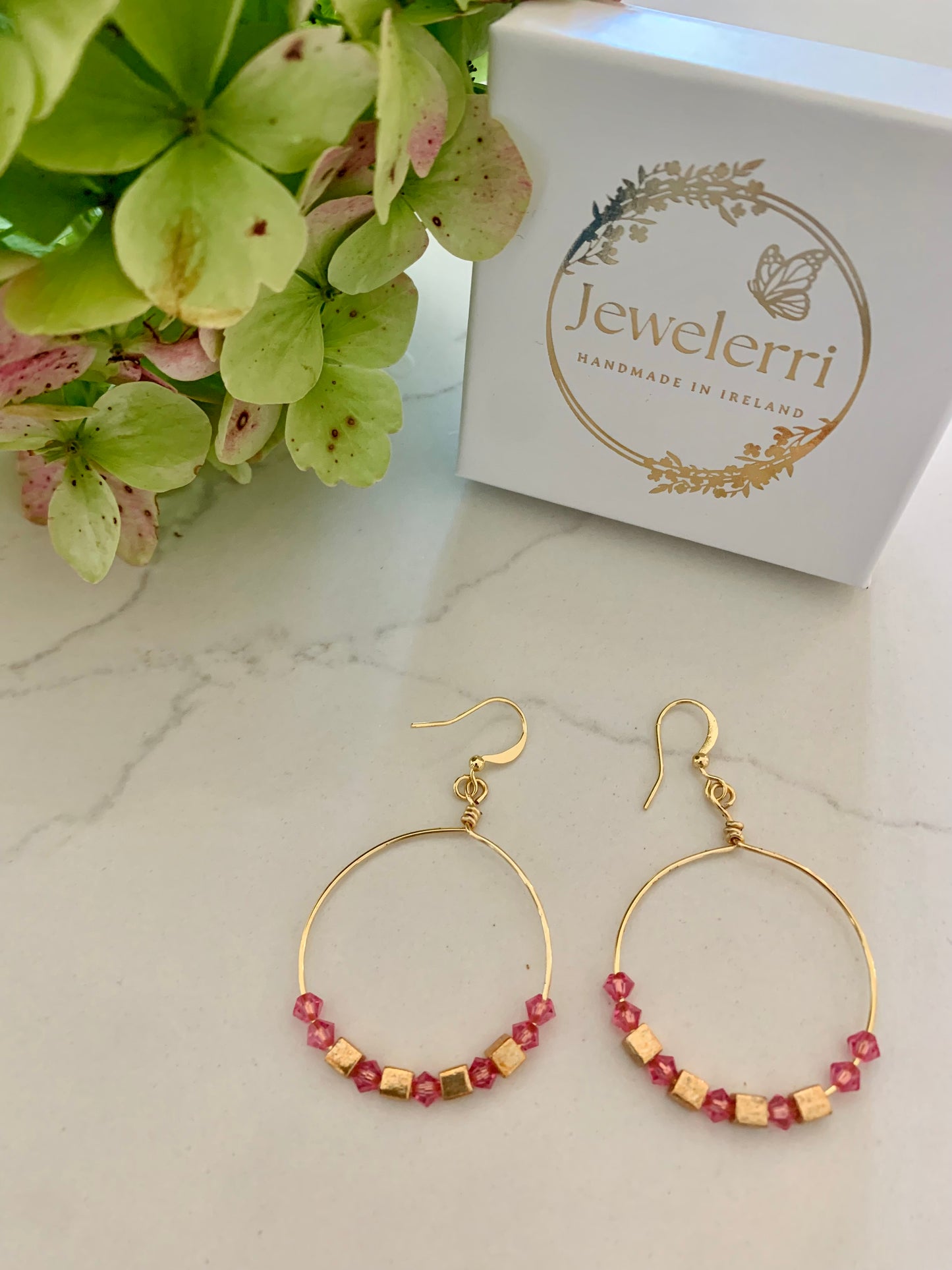 Deep pink & gold Hoops