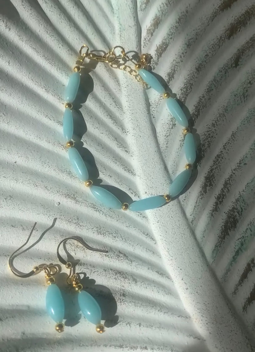 Turquoise Murano Braclet and earings set