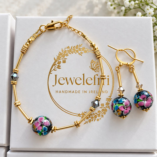 Beautiful Black hand blown bead set