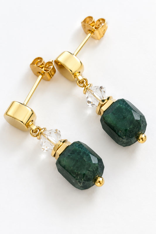Green agate bracelet & earrings set