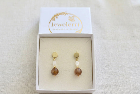Chocolate moonstone studs