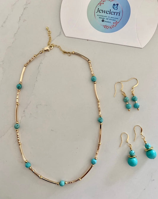 Turquoise Necklace 18kGold plated