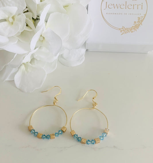 Light Blue sparkle gold Hoop.30mm