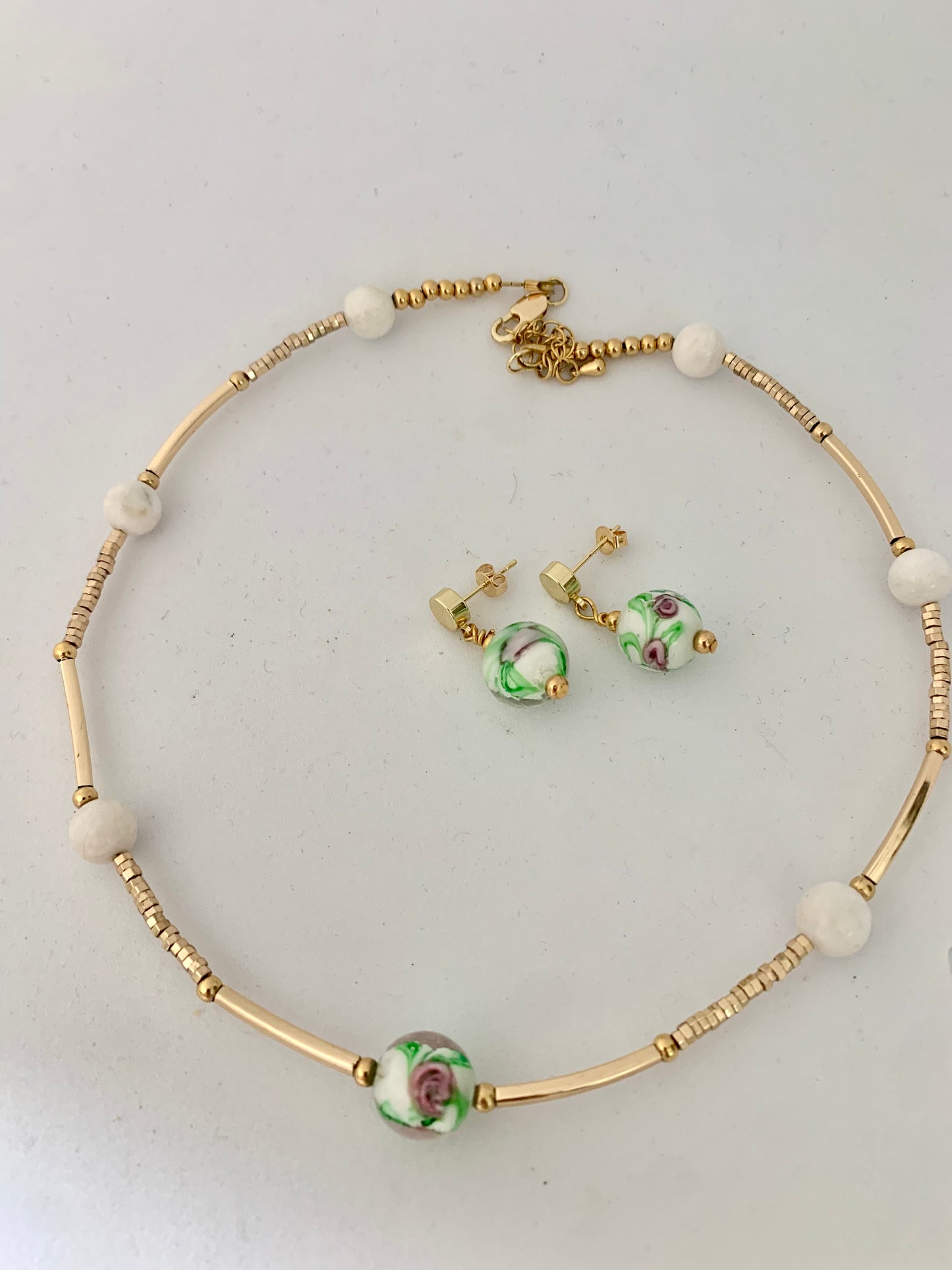 Moonstone Lampwork necklace