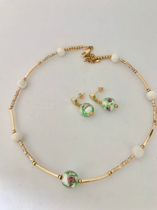 Moonstone Lampwork necklace