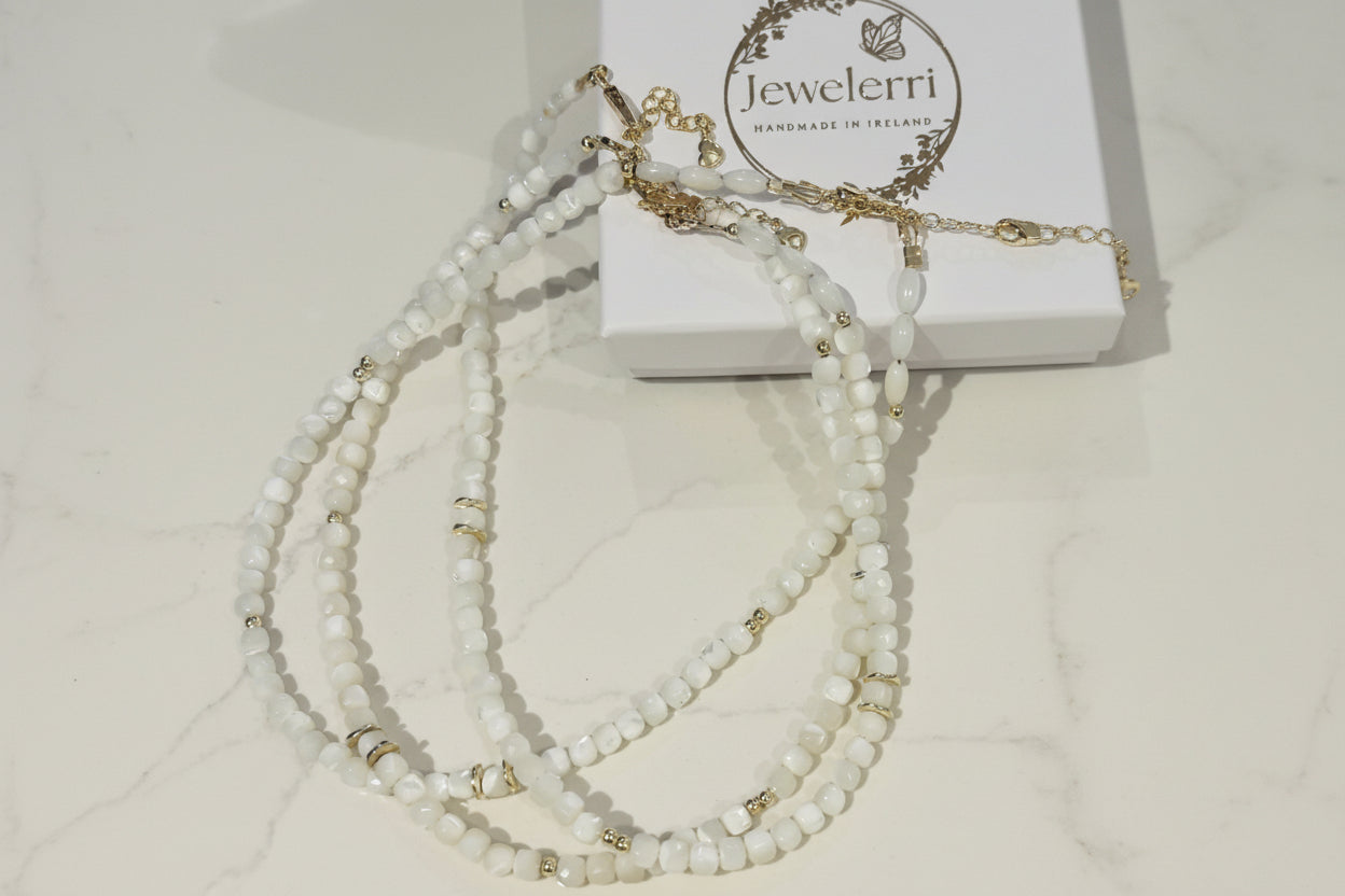Mother of pearl gold fill necklace