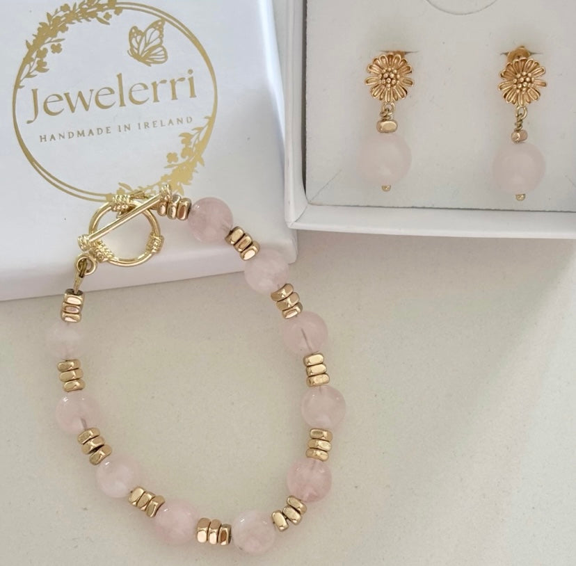 Pink Quartz Bracelet gold