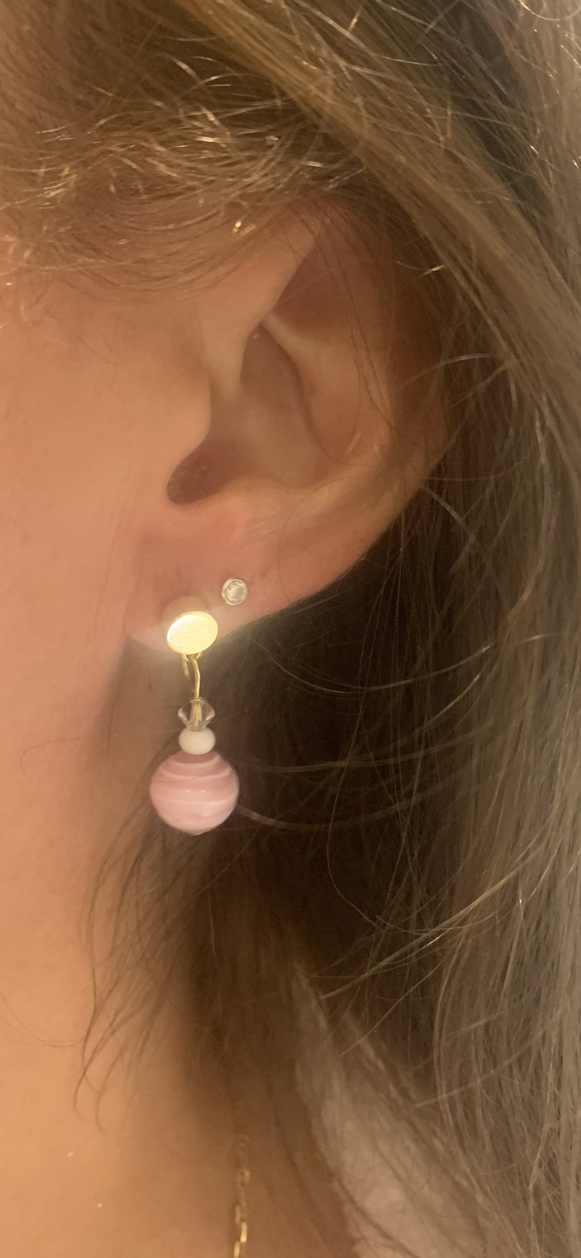Gold Stud Pink Murano earrings