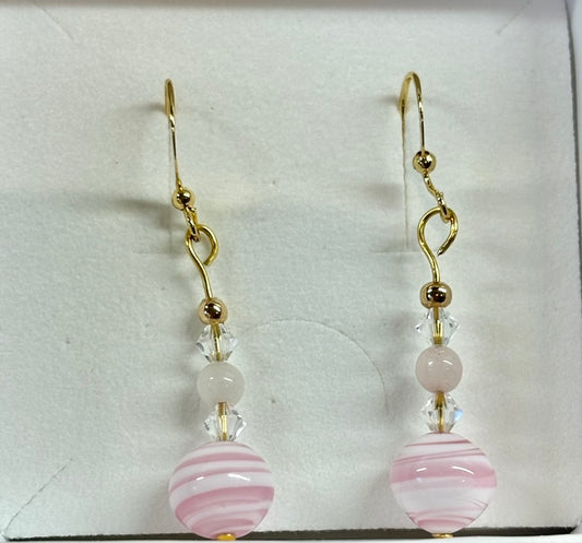 Pink Murano & PInk Quartz Earrings