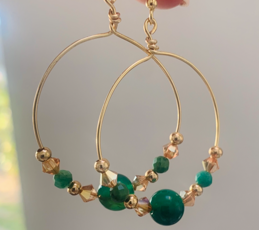 Green & Gold Sparkle Earrings