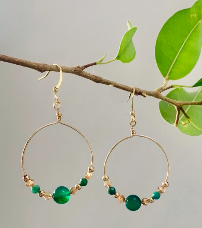 Green & Gold Sparkle Earrings