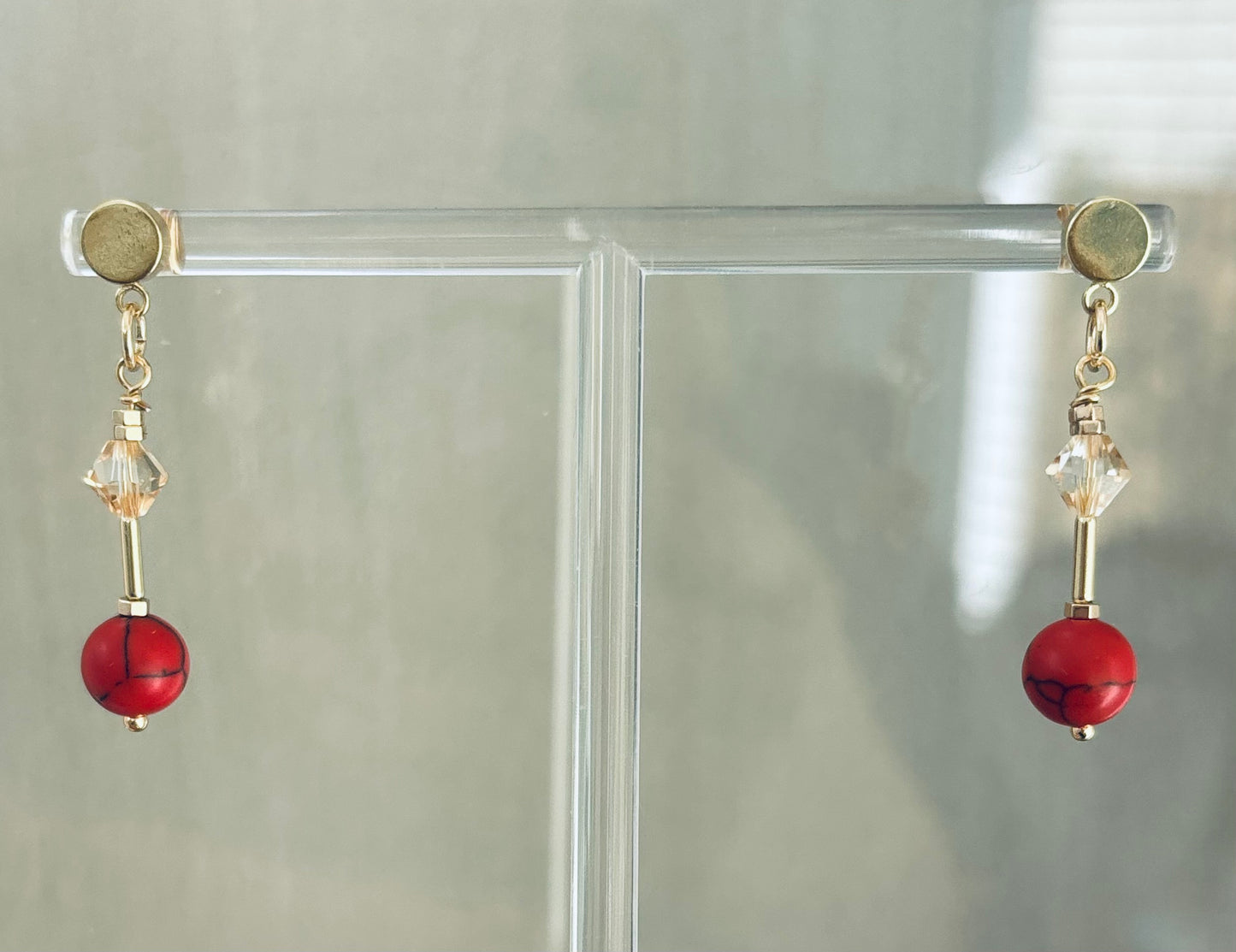 Red gold stud Drops
