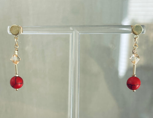 Red gold stud Drops