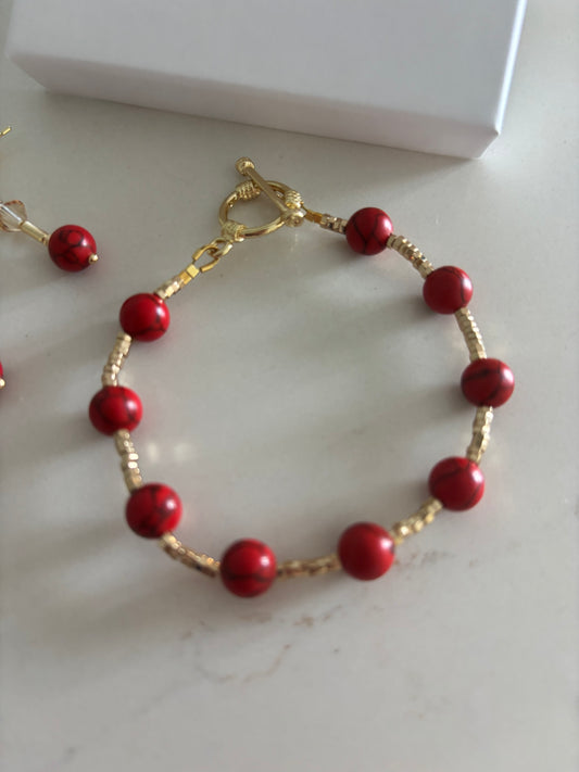 Beautiful red 14k gold plate Bracelet