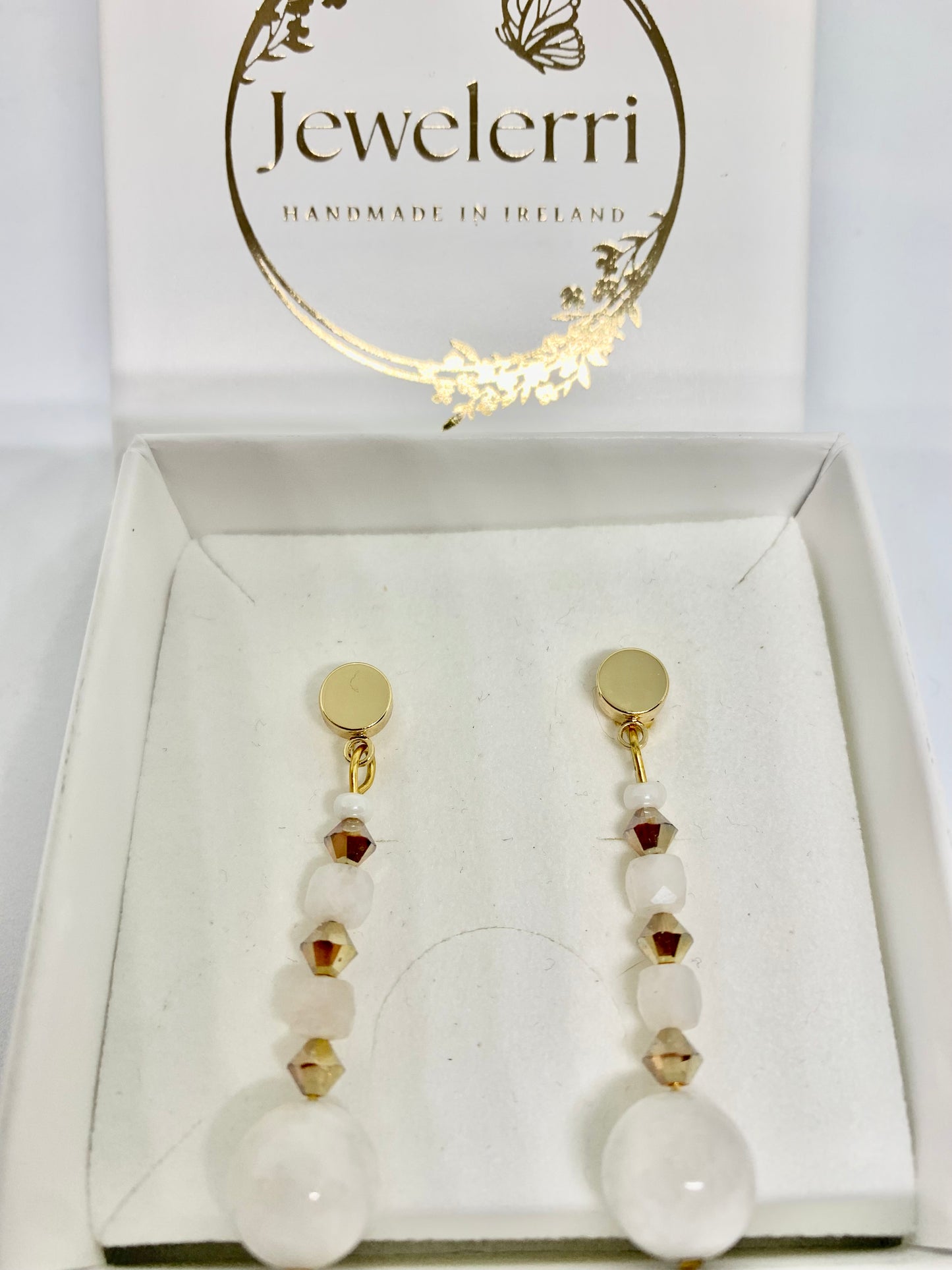 Beautiful Moonstone & Swarovski Drop earrings