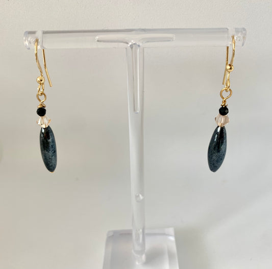 Grey & black & crystal drops