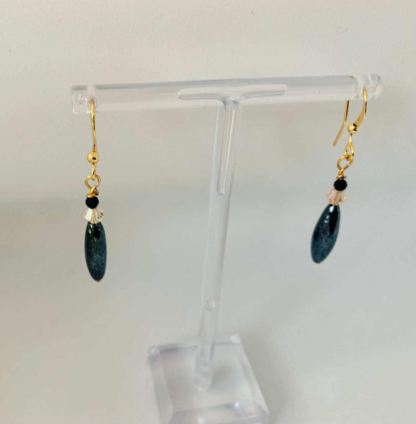 Grey & black & crystal drops