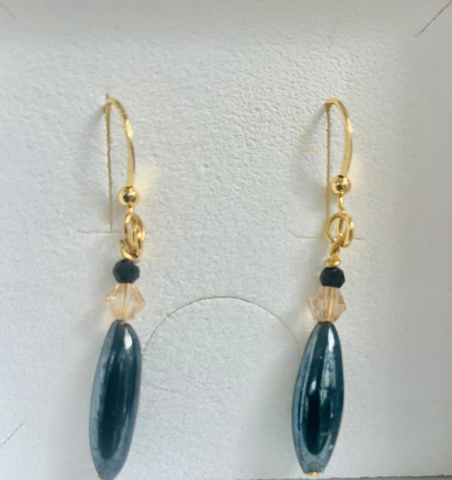 Grey & black & crystal drops