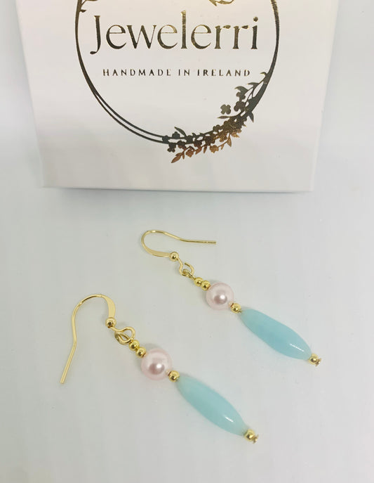 Turquoise & Pink pearl Drops