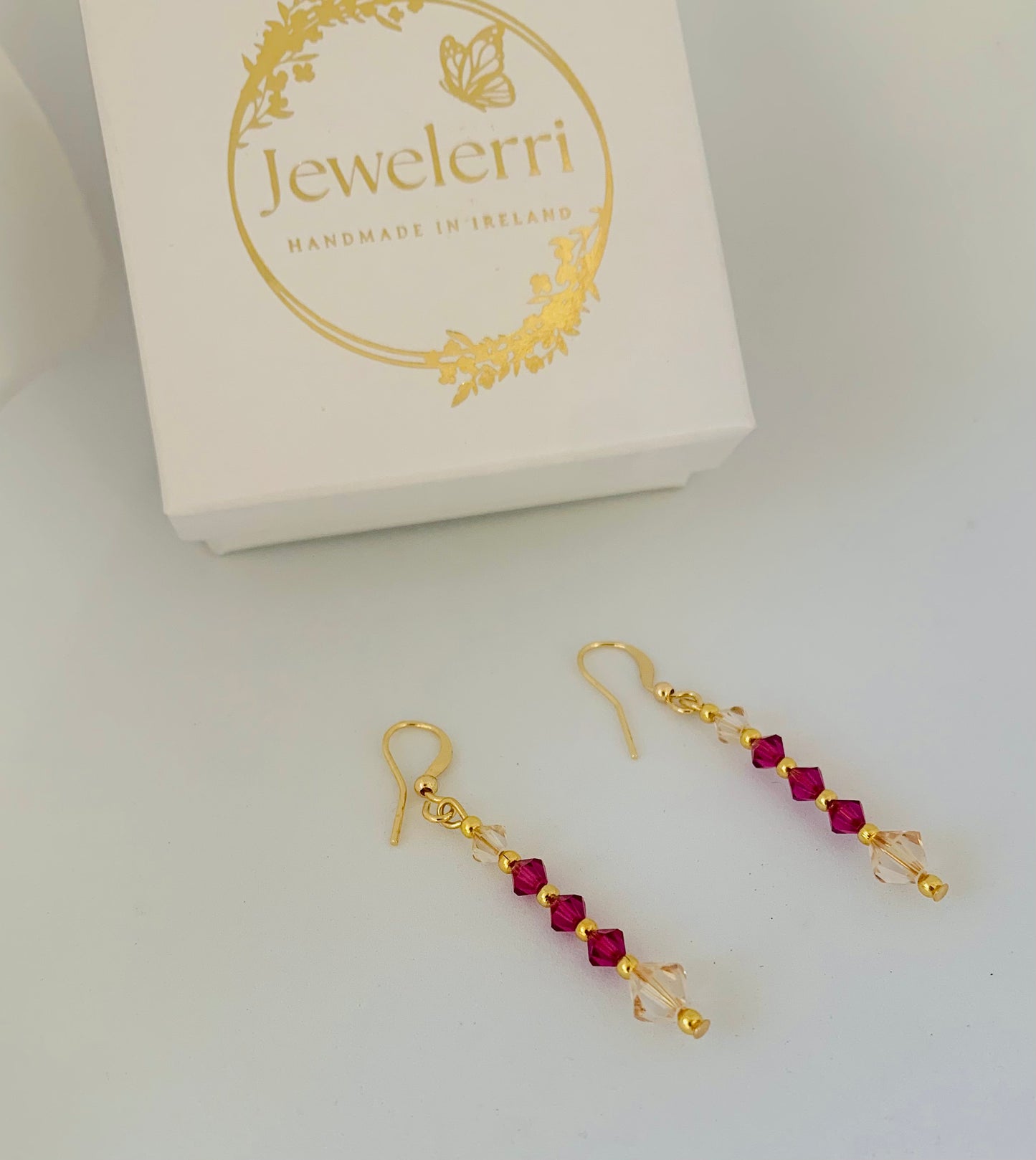 Fuchsia pink crystal drop