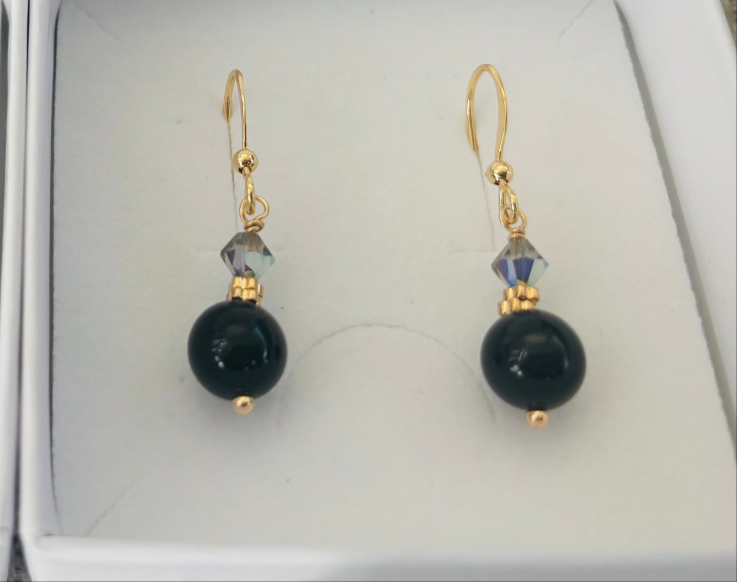 Black Tourmaline & grey swarovski