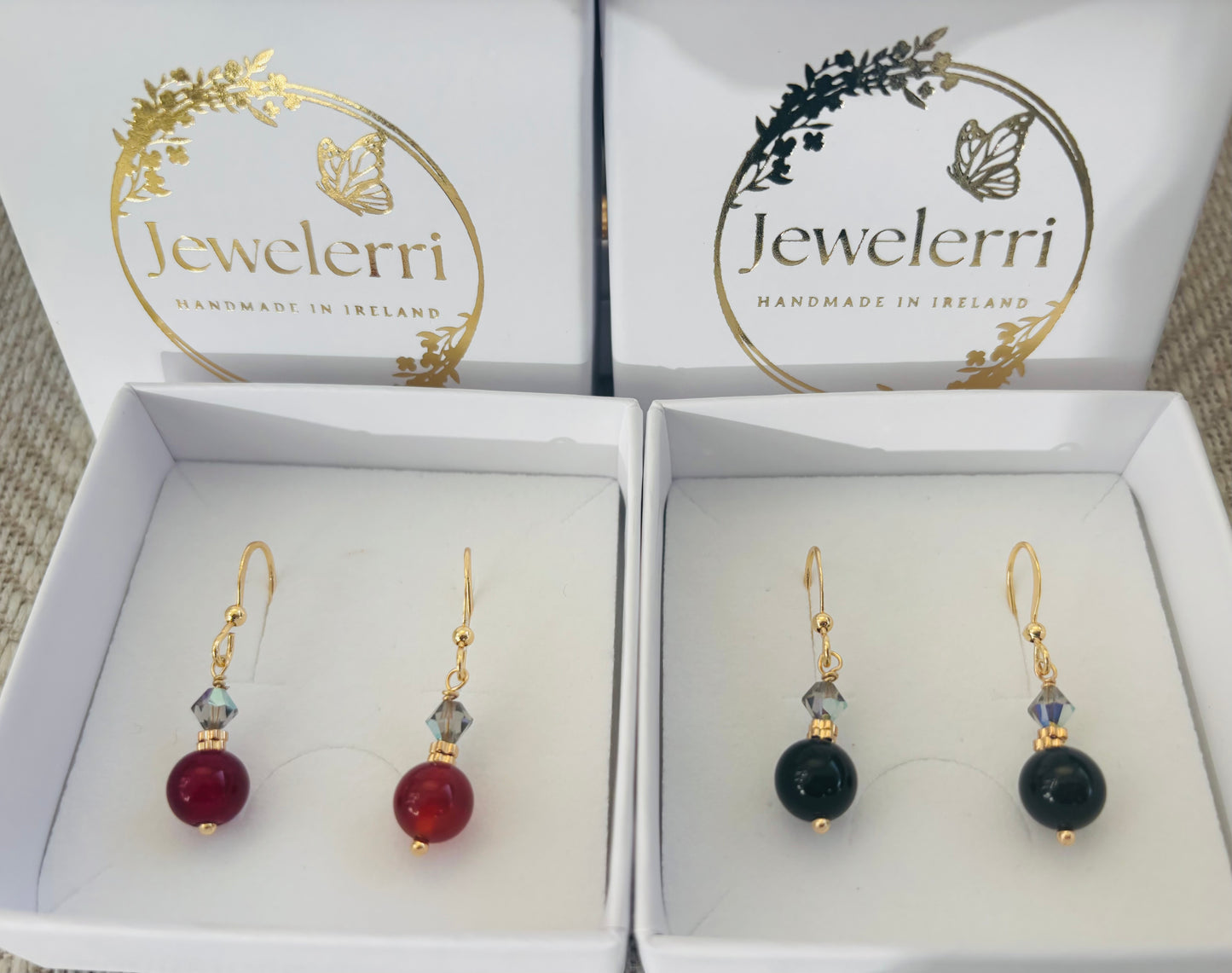 Black Tourmaline & grey swarovski