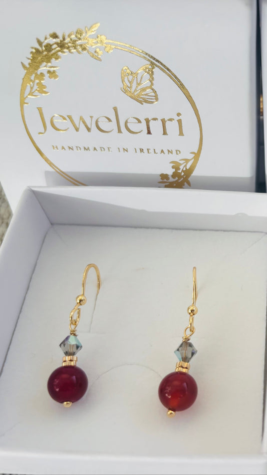 Red Carnelian & Grey sparkle