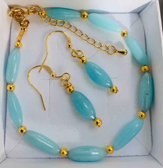 Turquoise Murano Braclet and earings set