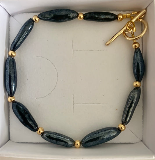 Deep Grey Murano glass Bracelet.