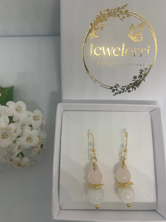 Pink Quartz & Moonstone drops