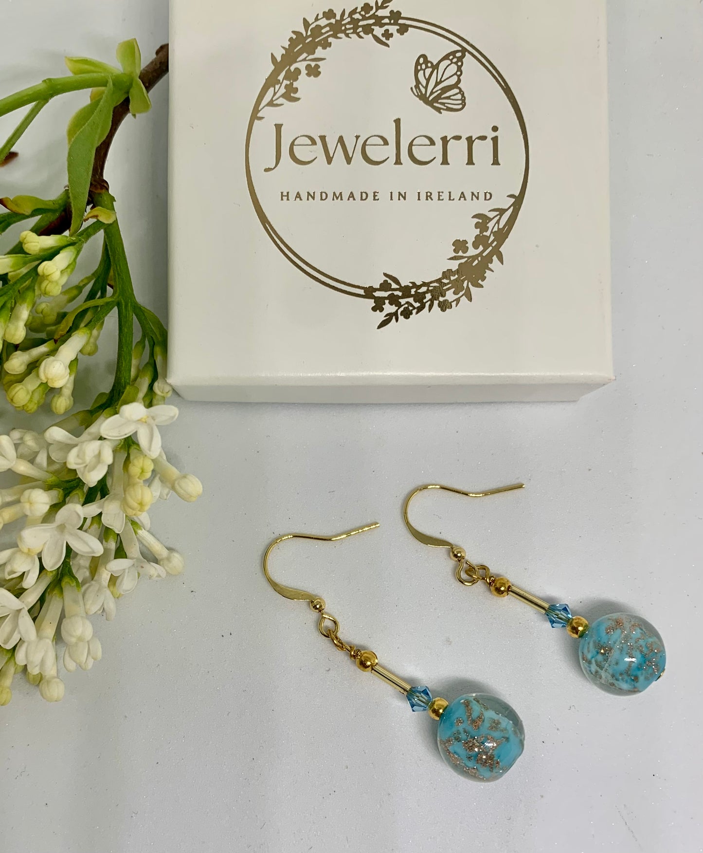 Blue Turquoise & gold Isabella drops