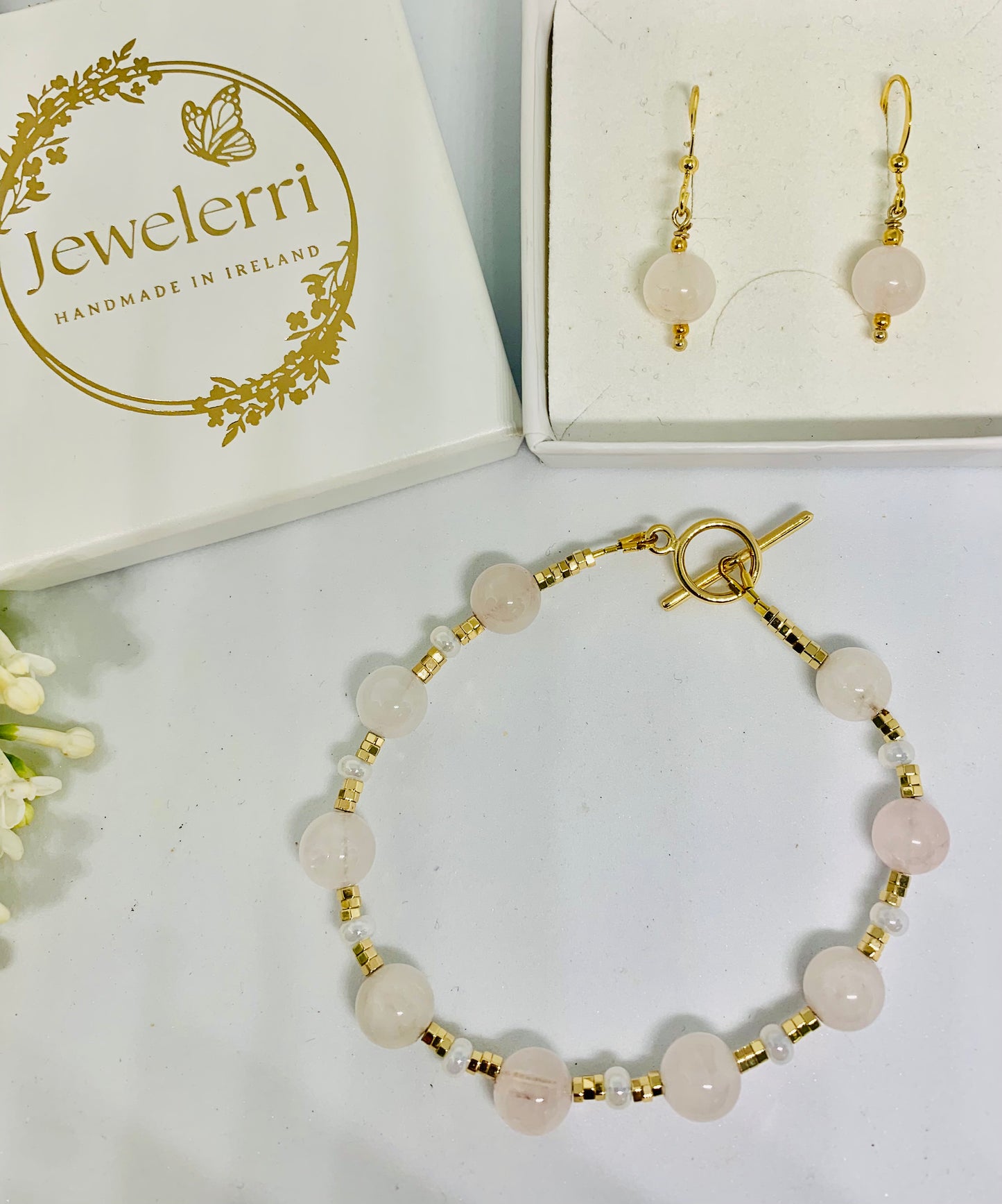 Pink Quartz Bracelet gold
