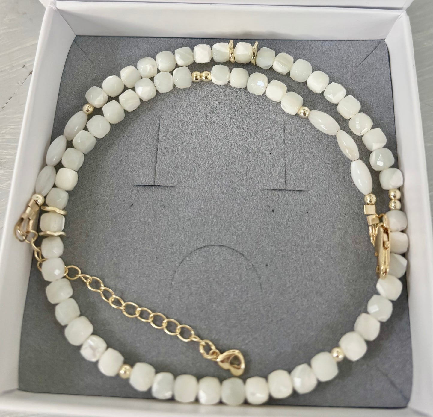 Mother of pearl gold fill necklace