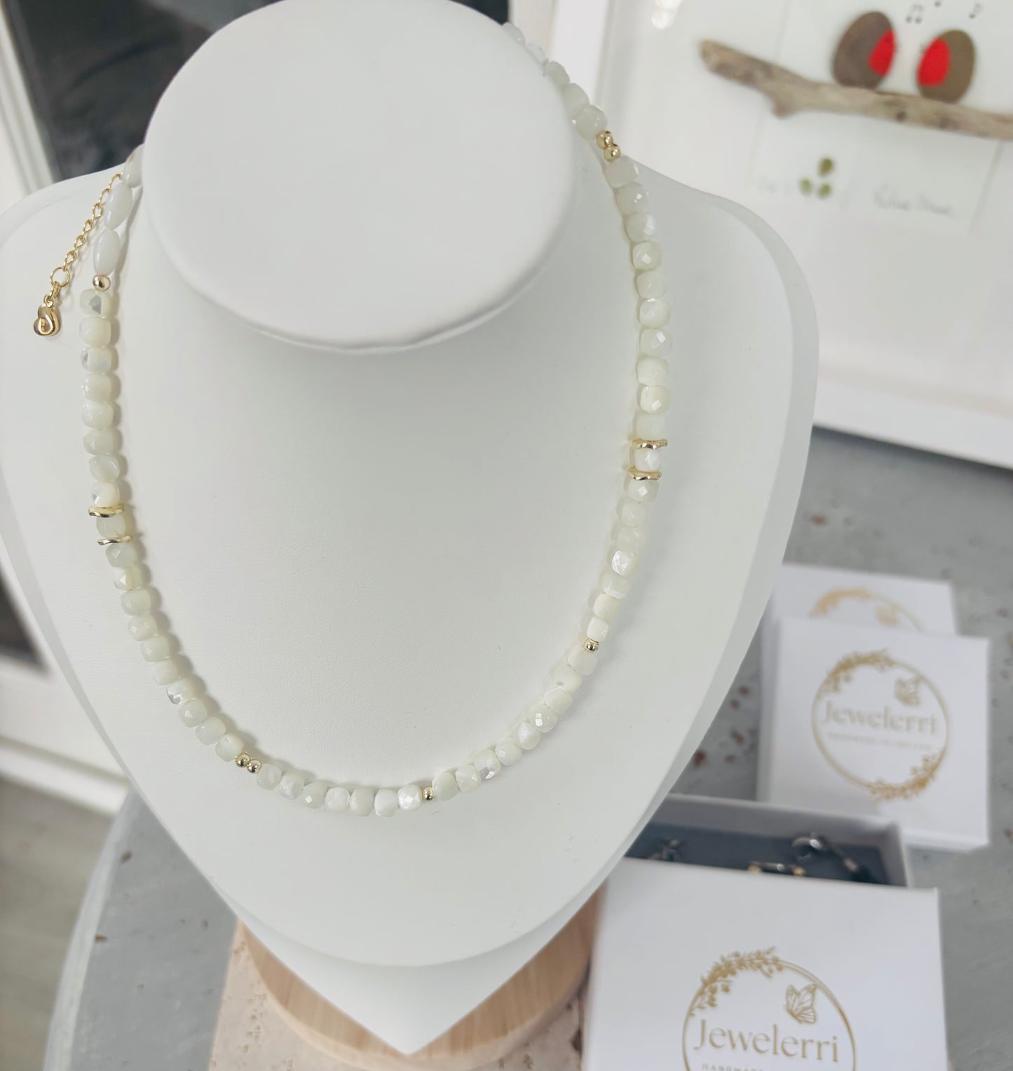 Mother of pearl gold fill necklace