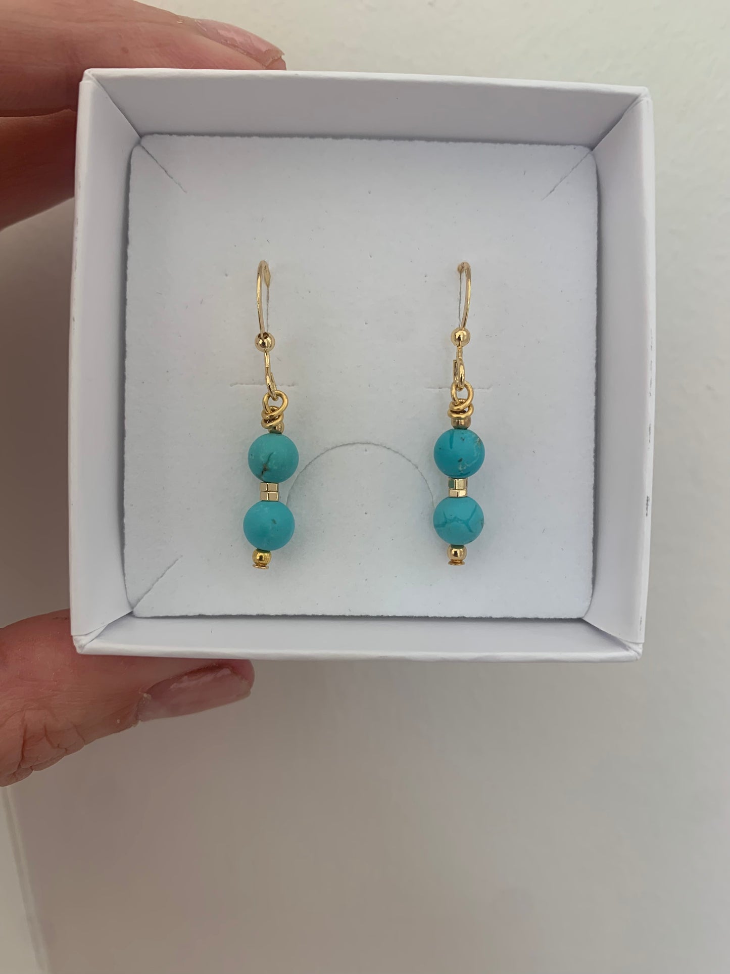 Turquoise double drop 14 ct gold plated Earrings